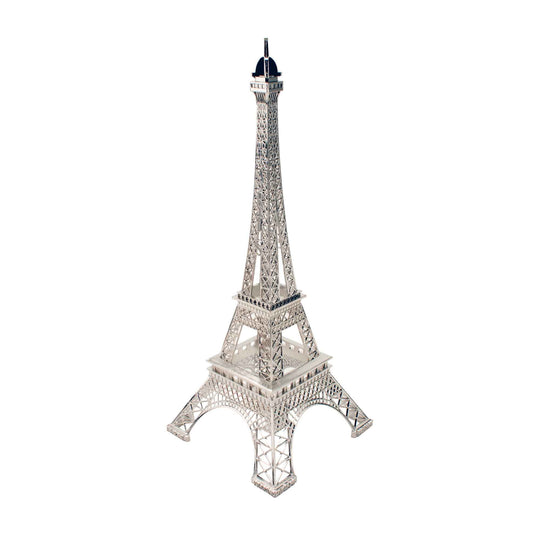 Metal Eiffel Tower Sculpture 15" Tall - Silver
