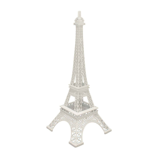 Metal Eiffel Tower Sculpture 15" Tall - White
