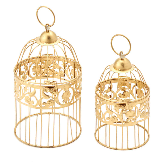Set of 2 Wire Birdcages - Gold