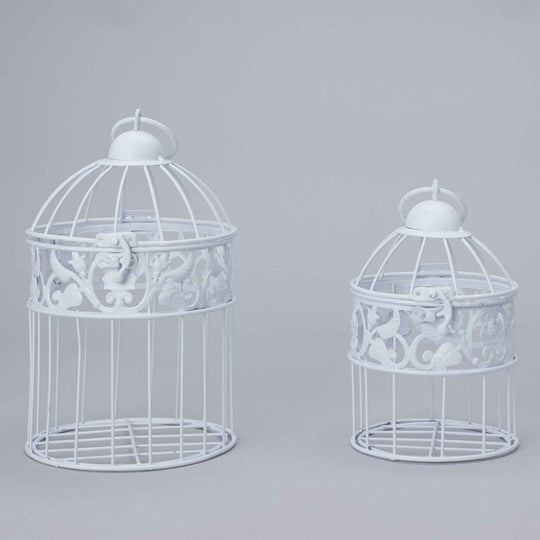 Set of 2 Wire Birdcages - White