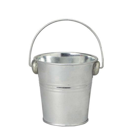 Small Metal Bucket - Silver 4.25" Tall