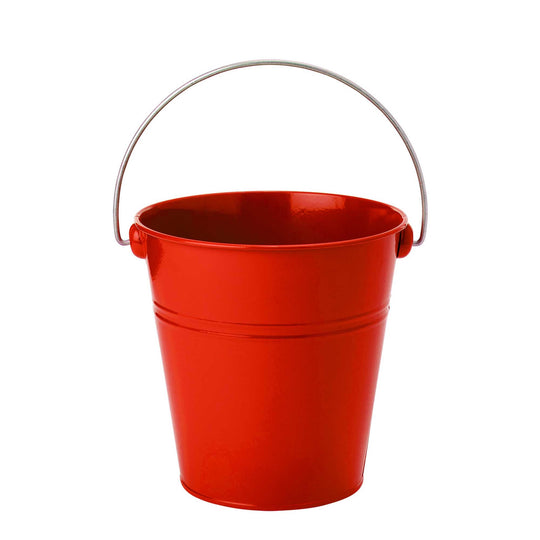 Medium Metal Pail Bucket - Red