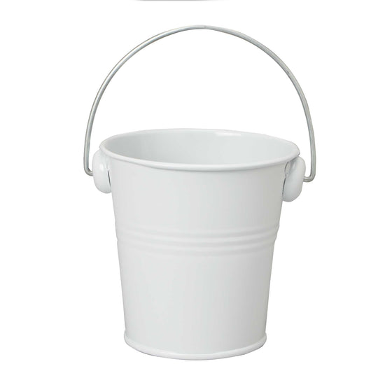 Medium Metal Pail Bucket - White
