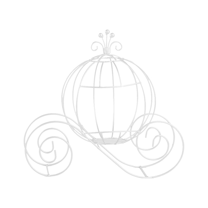 Large Wire Pumpkin Carriage White - Events and Crafts-Simply Elegant