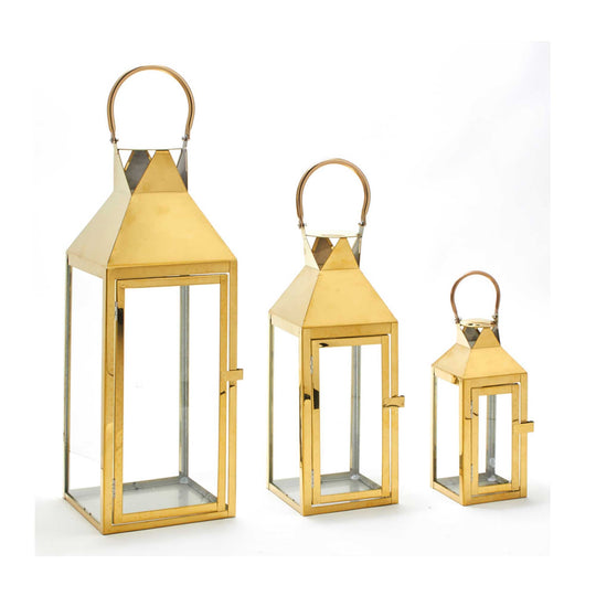 Metal Lantern Set - Gold -  Set of 3