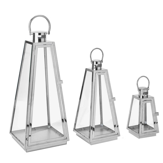 Pyramid Lantern Set - Silver