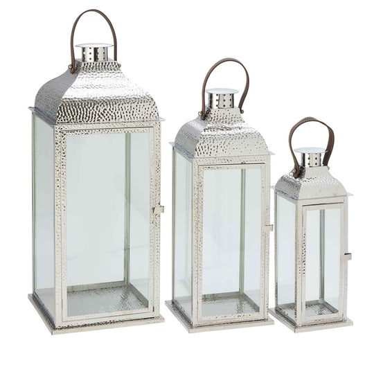 Hammered Lantern Set - Silver