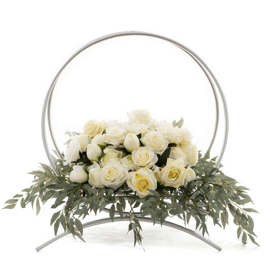 Large Floral Hoop Centerpiece-Silver