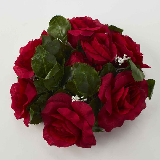 Fabric Flower Ring - Burgundy - Pack of 12