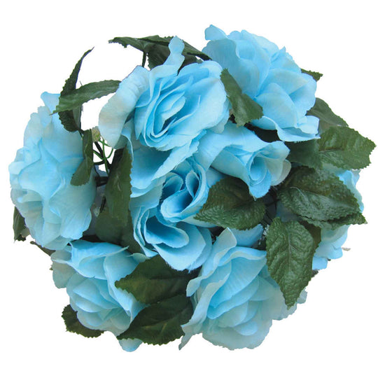 Fabric Flower Ring - Blue - Pack of 12