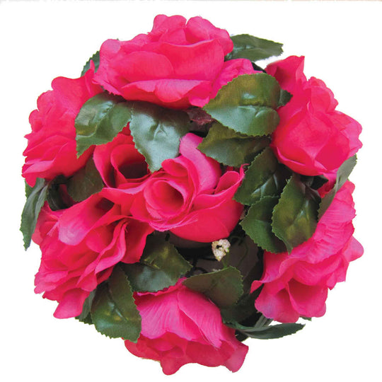 Fabric Flower Ring - Fuchsia - Pack of 12