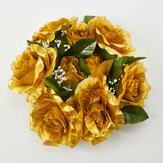 Fabric Flower Ring - Gold - Pack of 12