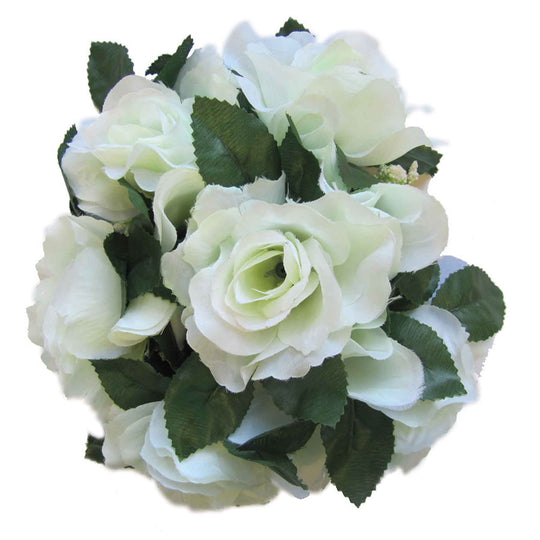 Fabric Flower Ring - Ivory - Pack of 12