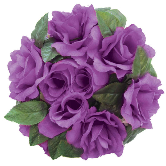 Fabric Flower Ring - Purple - Pack of 12
