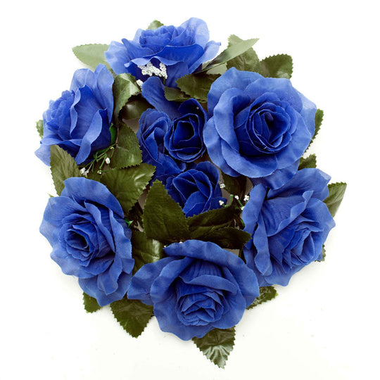 Fabric Flower Ring - Royal Blue - Pack of 12
