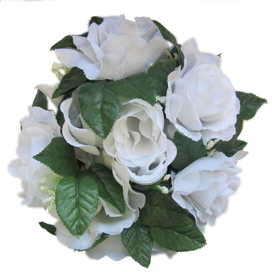Fabric Flower Ring - White - Pack of 12