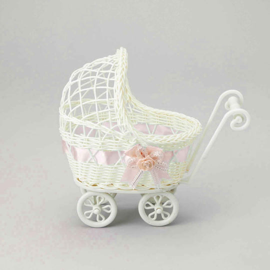 Wicker Baby Carriage Centerpiece