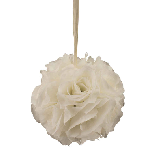 Six Inch Floral Pomander - Ivory