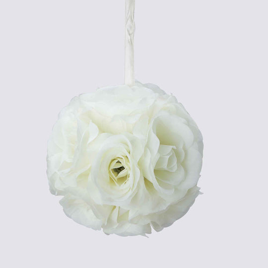 Six Inch Floral Pomander - White