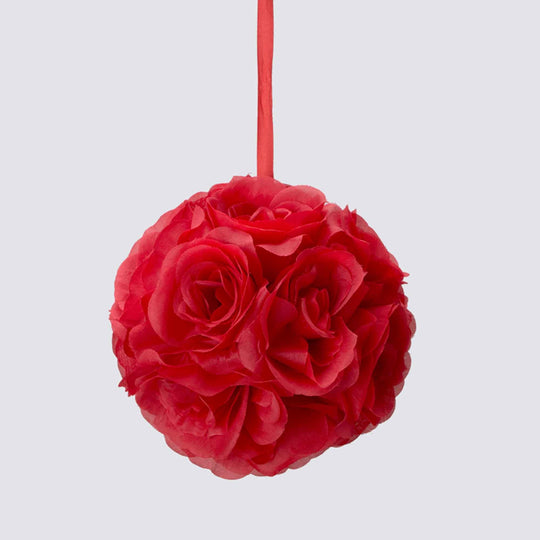Six Inch Floral Pomander - Red