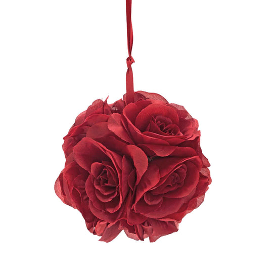 Six Inch Floral Pomander - Burgundy