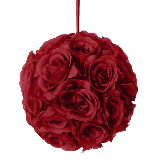 Ten Inch Floral Pomander - Burgundy