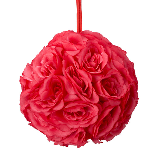 Ten Inch Floral Pomander - Coral