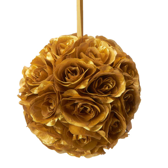 Ten Inch Floral Pomander - Gold