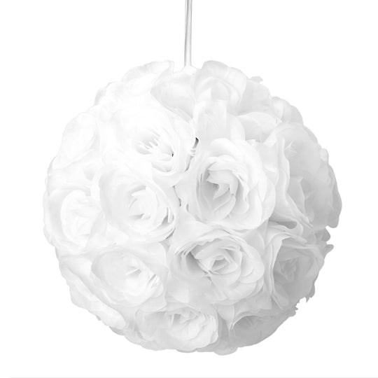 Ten Inch Floral Pomander - White