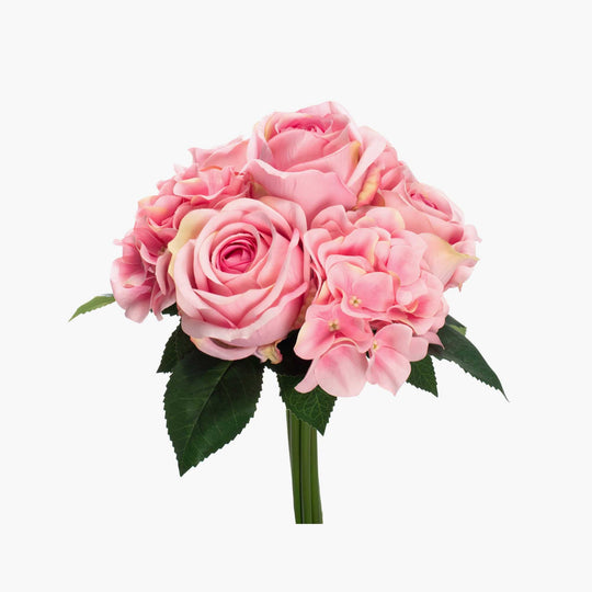 Artificial Hydrangea and Rose Nosegay - Pink