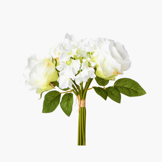 Artificial Hydrangea and Rose Nosegay - White