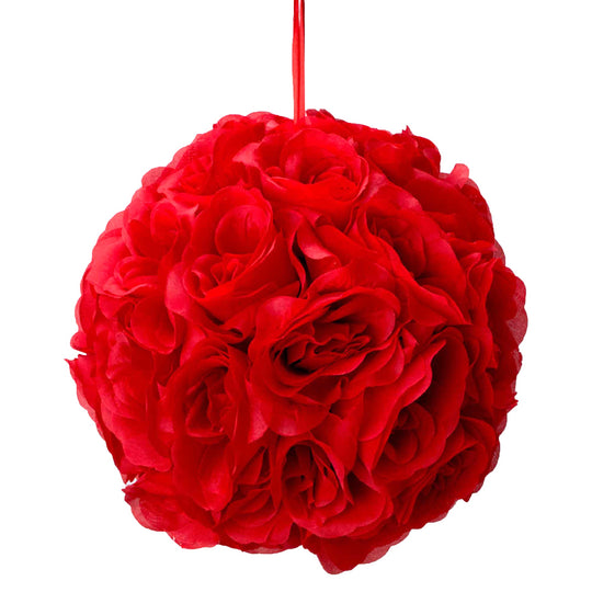 Twelve Inch Floral Pomander-Red