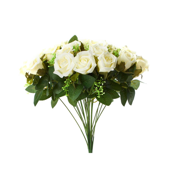 Artificial Rose Bud Bundle - Ivory