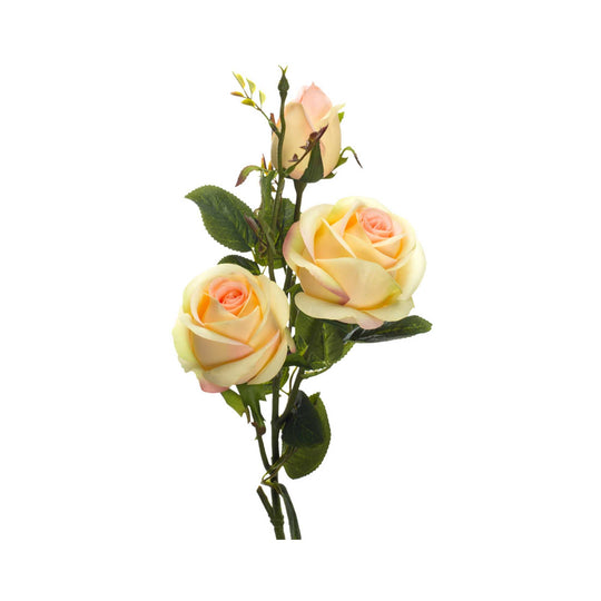 Faux Rose Branch Yellow and Pink