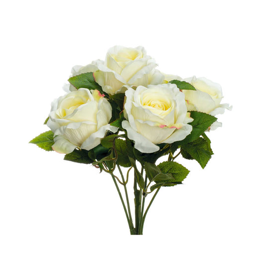 Artificial Cottage Rose Bouquet-White