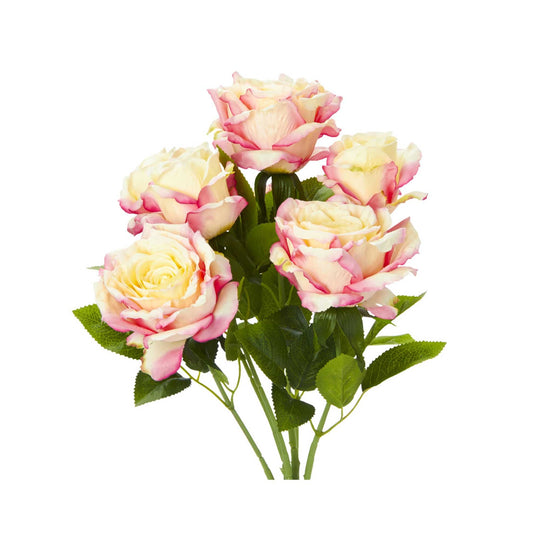 Artificial Deluxe Elegant Rose Bundle - Ivory/Pink