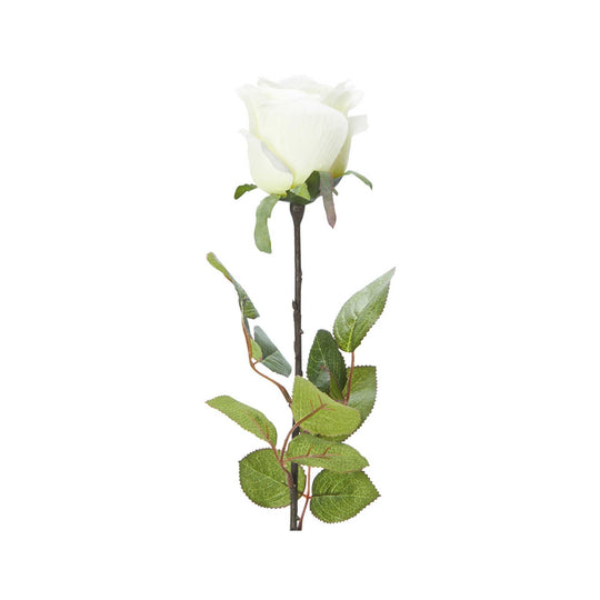 Faux Long Stemmed Rose Bud-Cream