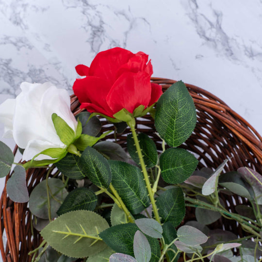 Faux Long Stemmed Rose Bud-Red