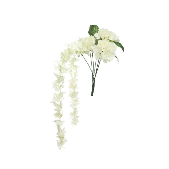 Artificial Hydrangea and Wisteria Spray 36"  - White