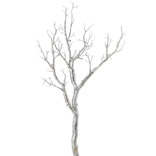 Manzanita Glitter Wishing Tree Branches - Silver - Set of 12