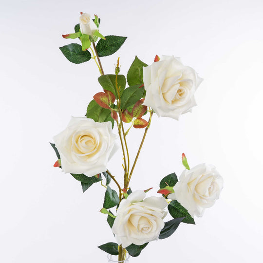 Artificial Rose Branch - White