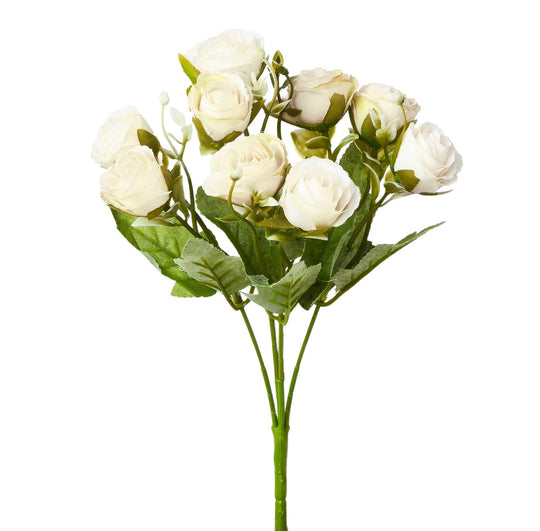 Artificial Rose Spray-White