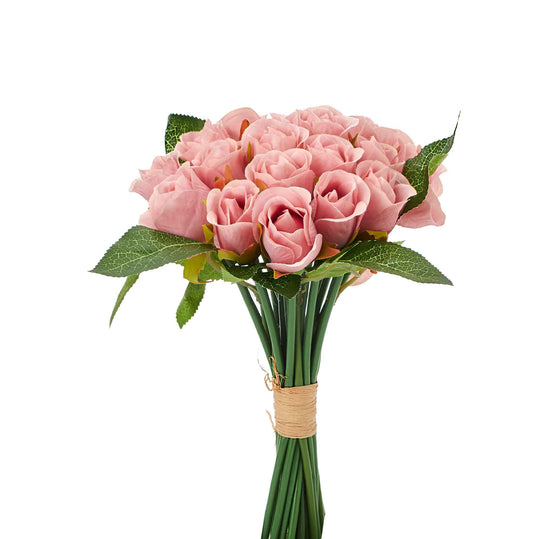 Artificial Rose Bud Flower Bouquet - Mauve