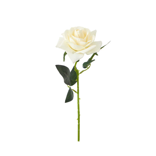 19.5 Inches Tall Faux Full Bloom Rose - White