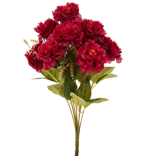 Artificial Camellia Bouquet 18" - Burgundy