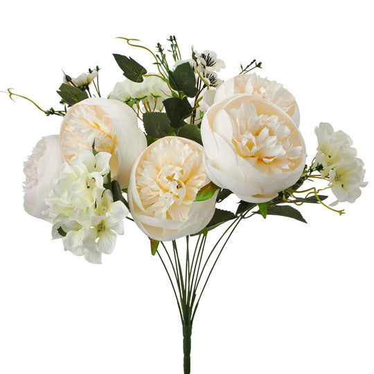 Artificial Peony and Hydrangea Mix - White