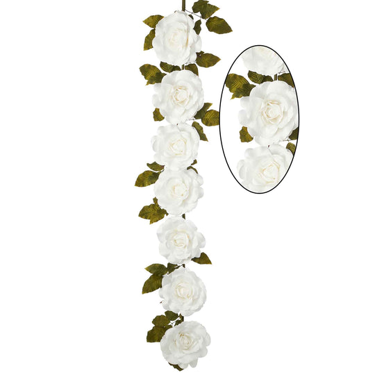 Artificial Jumbo Rose Garland - White