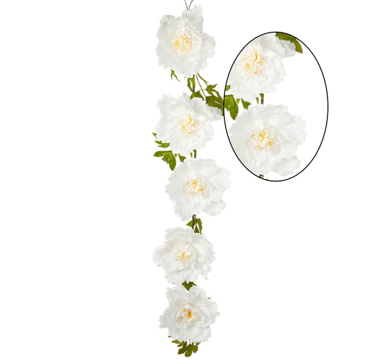 Artificial Jumbo Peony Garland - White