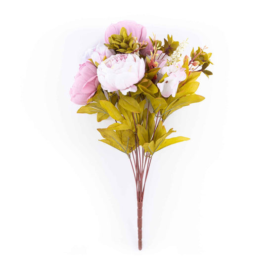 Artificial Peony W/ Mixed Flower Bouquet 19"-Blush