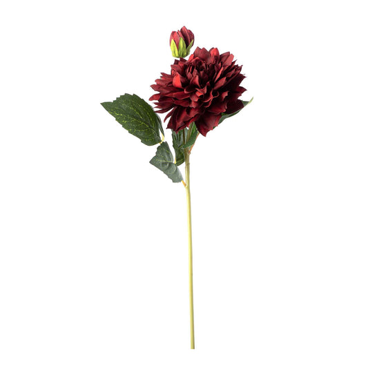 Faux Dahlia Stem 23" - Burgundy